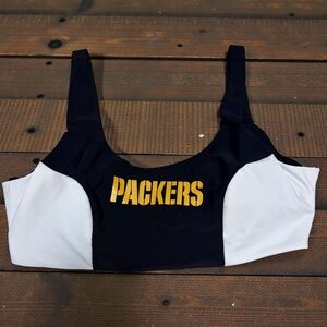 Green Bay Packers Black and White Sports Bra Size Large NWT